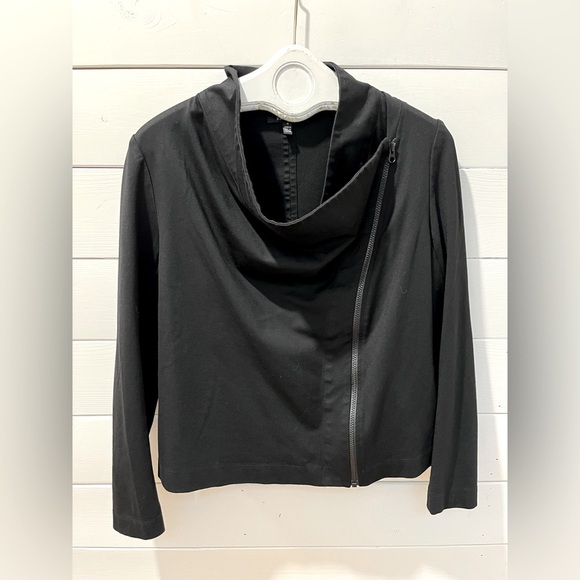 🖤 RAFFINELLA – Black Asymmetrical Zip Jacket – Size 16 - Picture 1 of 9